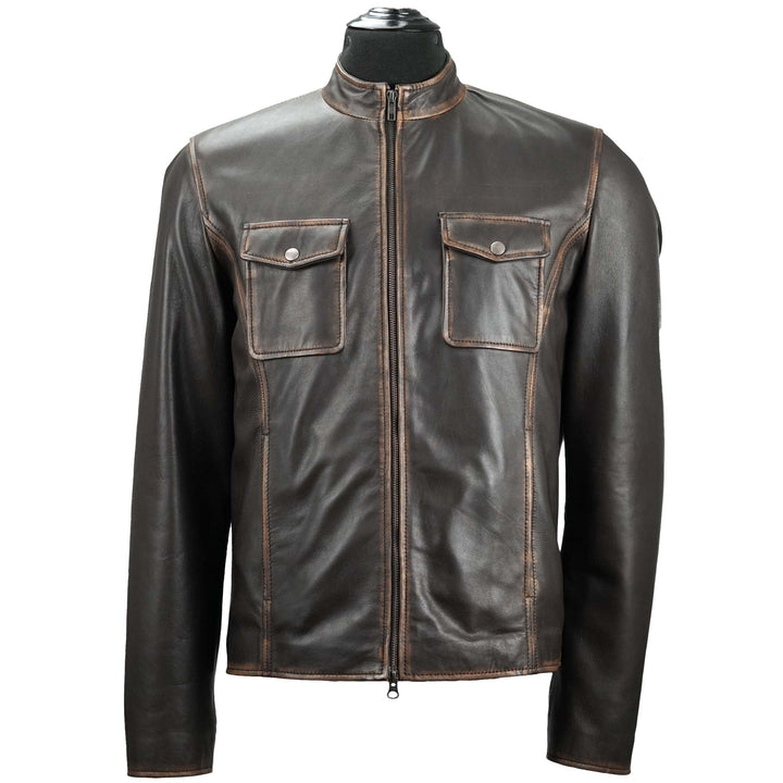 Men's Distressed Brown Leather Jacket