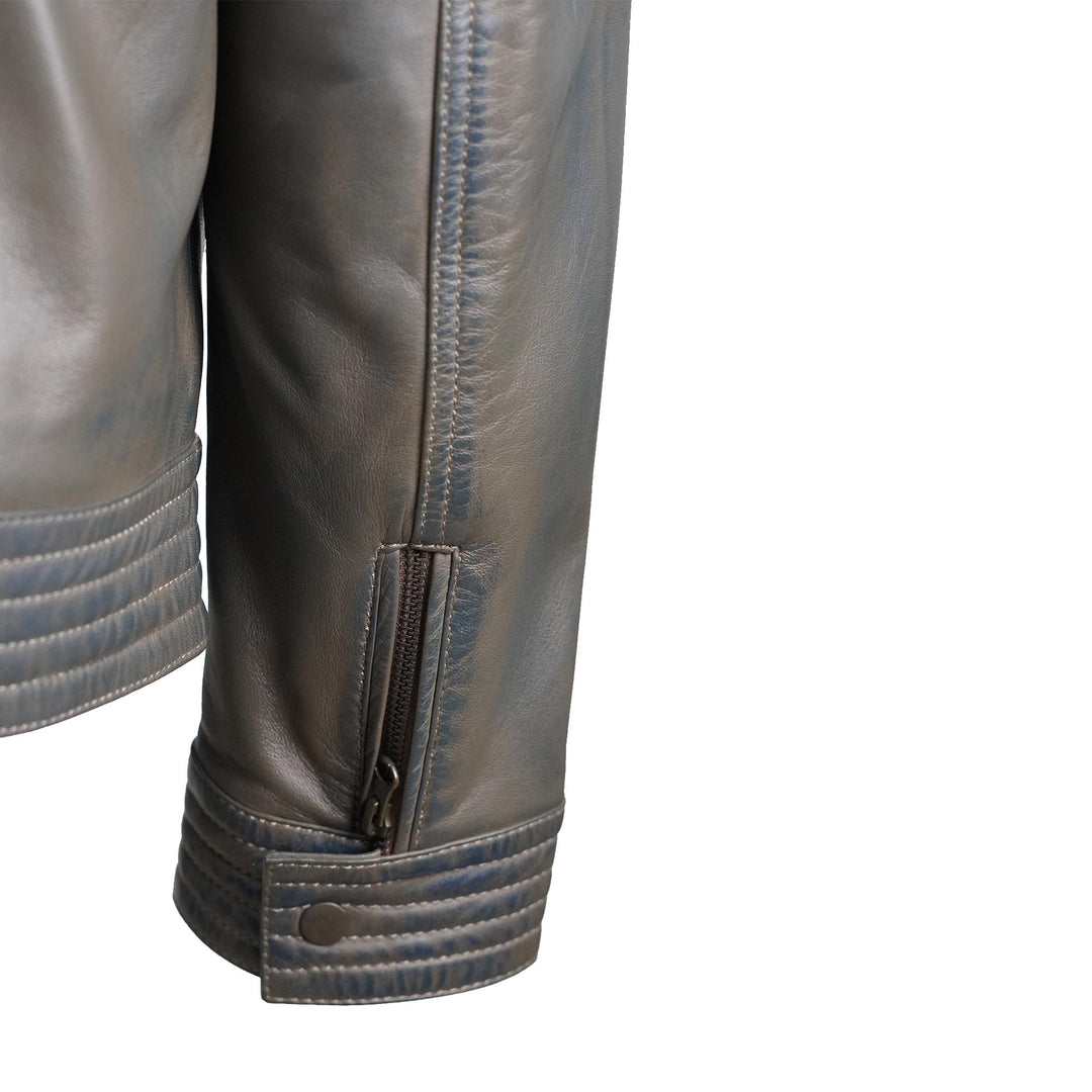 Olive Grey Lambskin Leather Jacket