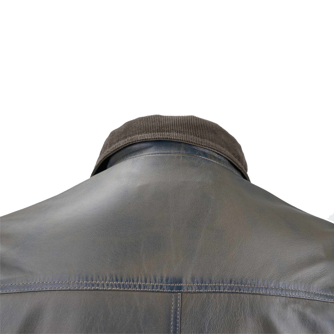 Olive Grey Lambskin Leather Jacket