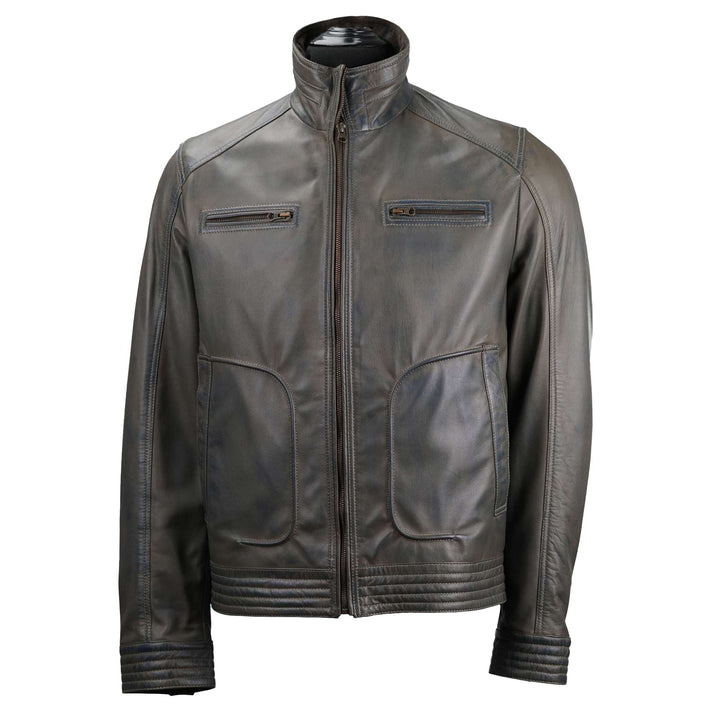 Olive Grey Lambskin Leather Jacket