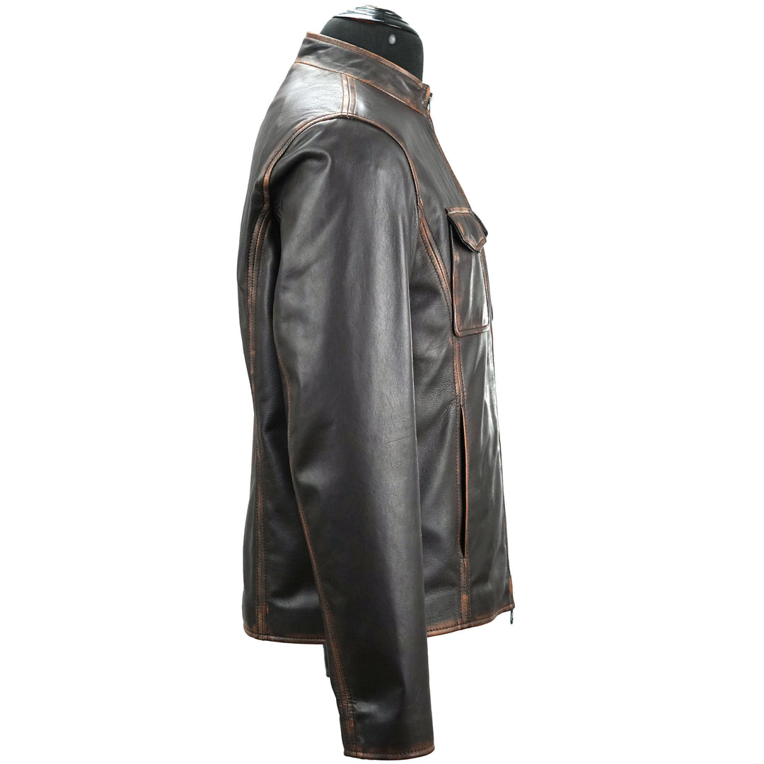 Men's Distressed Brown Leather Jacket