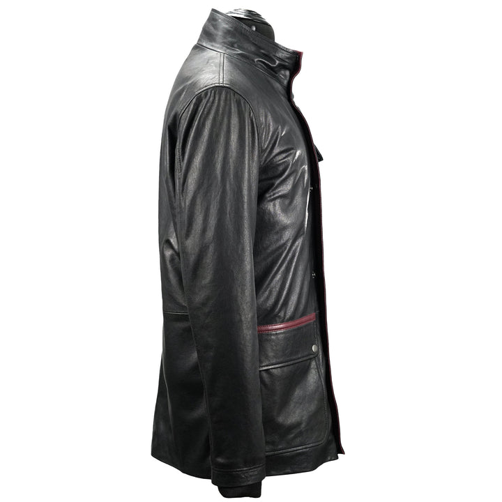 Black Leather Trench Coat Men's