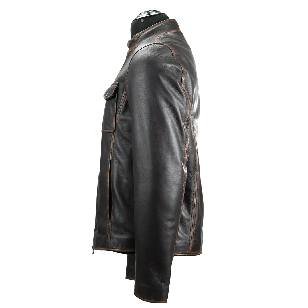 Men's Distressed Brown Leather Jacket