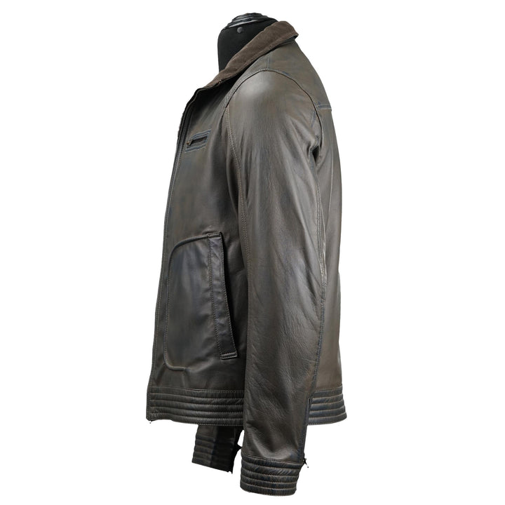 Olive Grey Lambskin Leather Jacket