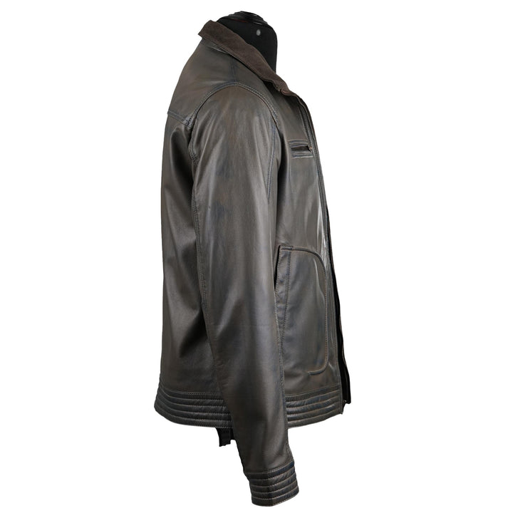 Olive Grey Lambskin Leather Jacket