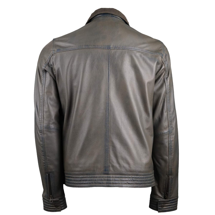 Olive Grey Lambskin Leather Jacket