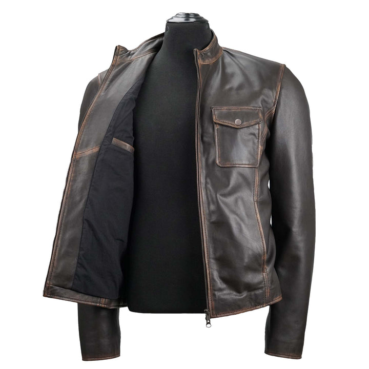 Men's Distressed Brown Leather Jacket