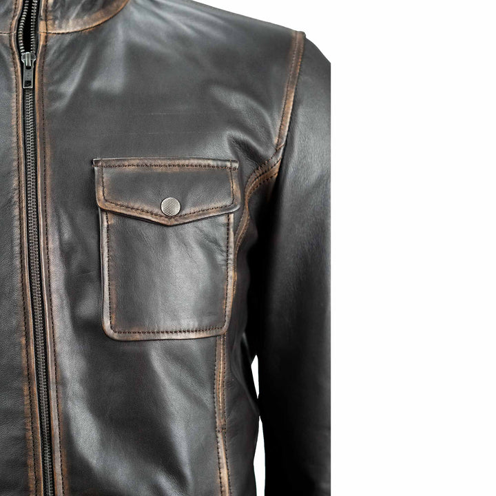 Men's Distressed Brown Leather Jacket