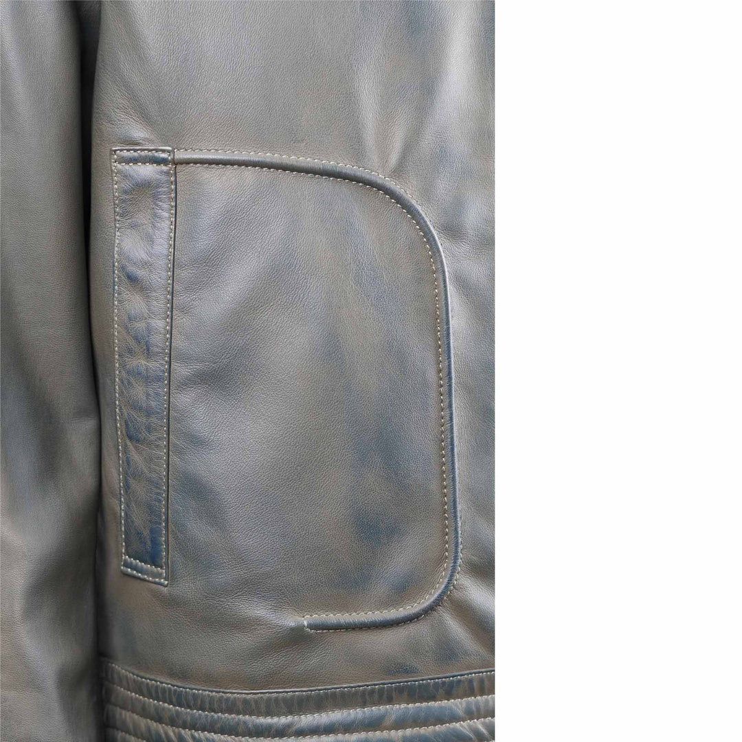 Olive Grey Lambskin Leather Jacket