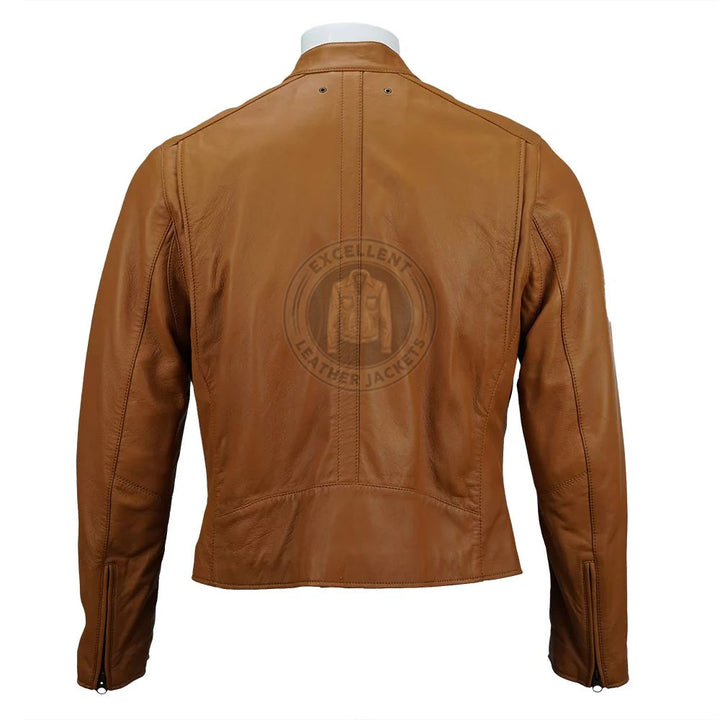 Veste zippée en cuir marron Carson pour homme