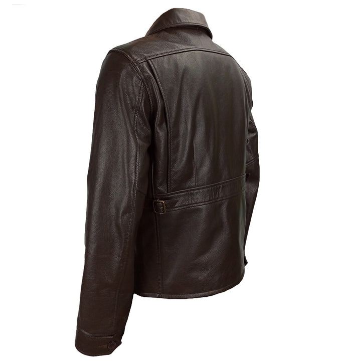 Half Belt Classic Brown Leather Jacket