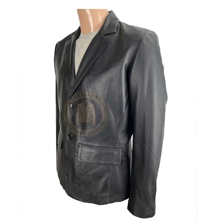 Schwarzer Lederblazer für Herren