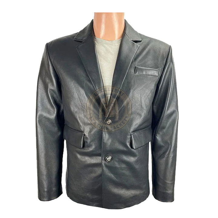 Schwarzer Lederblazer für Herren