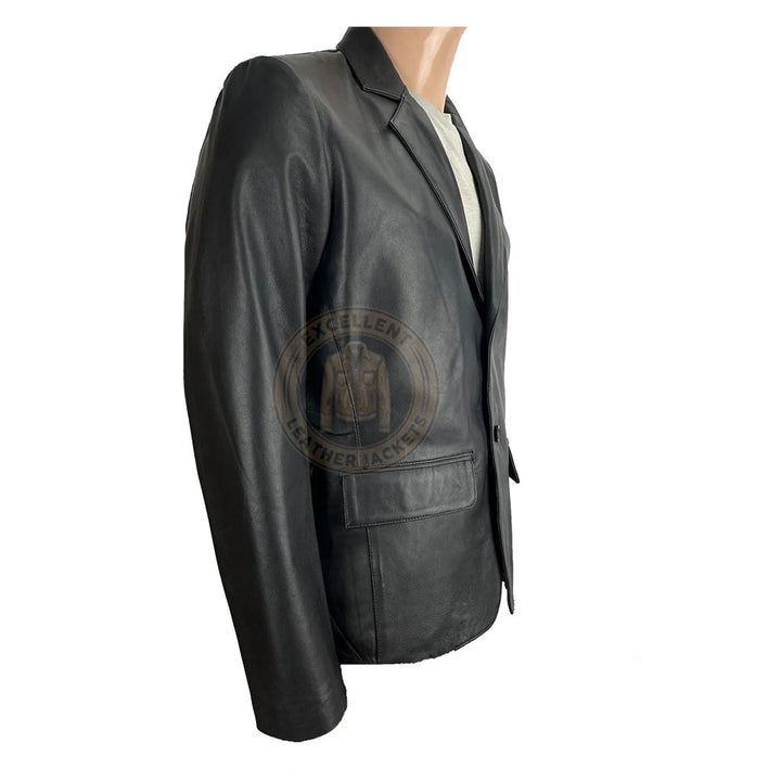 Schwarzer Lederblazer für Herren