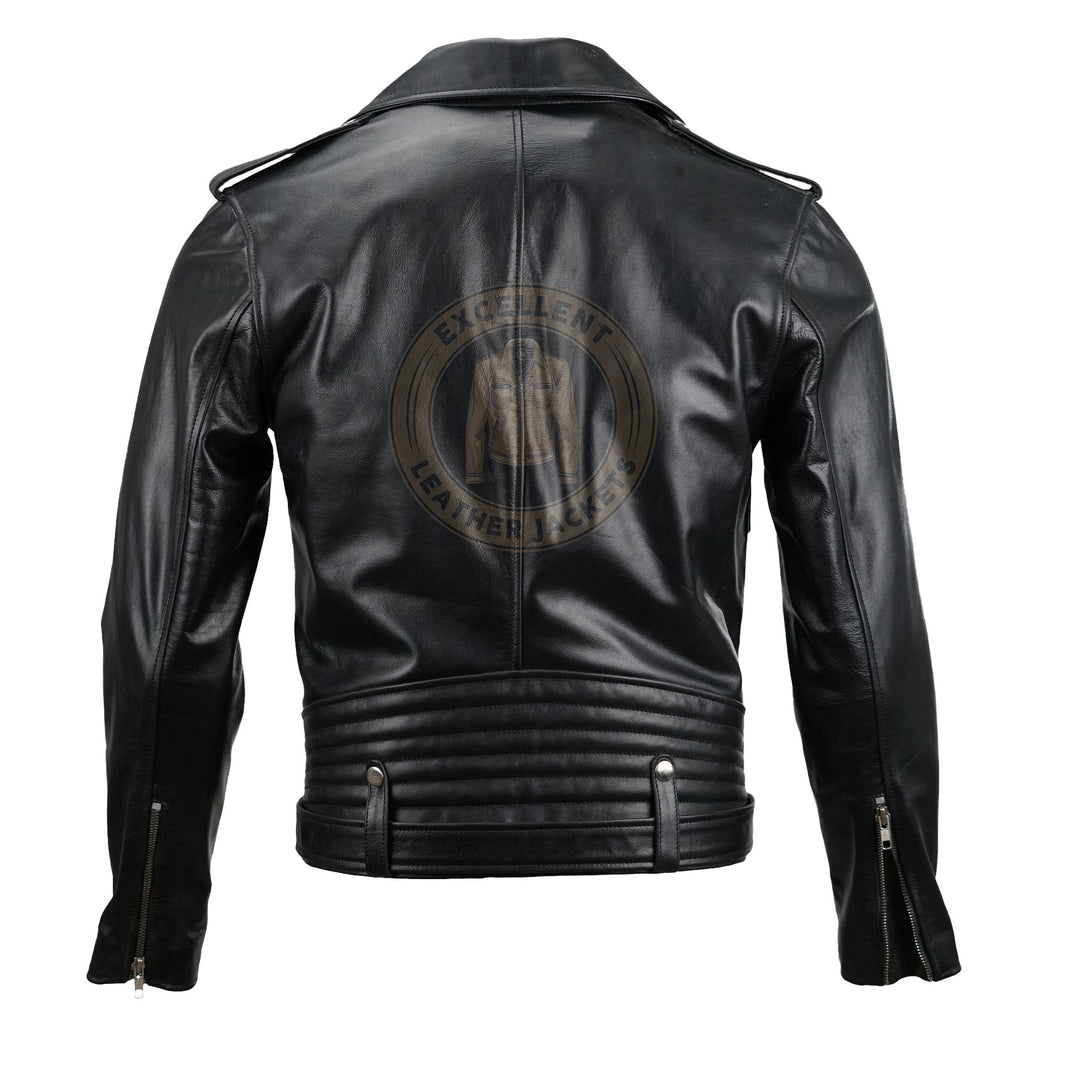 Schwarze klassische Motorrad-Lederjacke für Damen