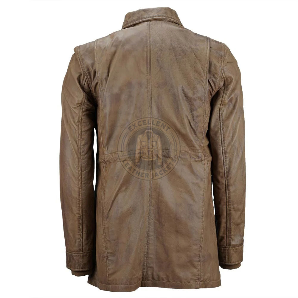 Klassische Vintage-Safari-Lederjacke für Herren 