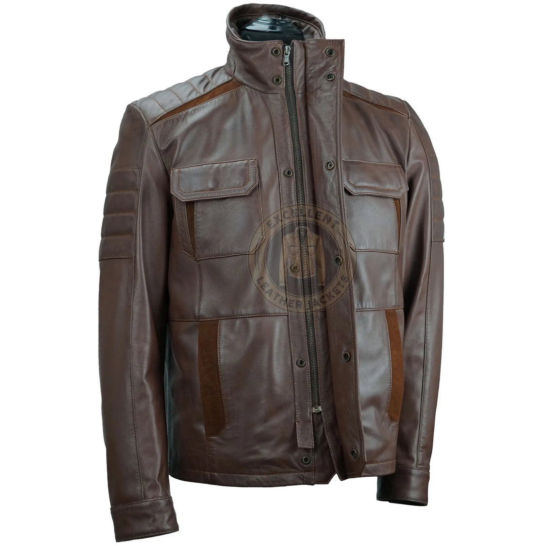 Klassische Vintage-Lederjacke für Herren in Braun