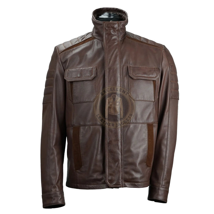 Klassische Vintage-Lederjacke für Herren in Braun