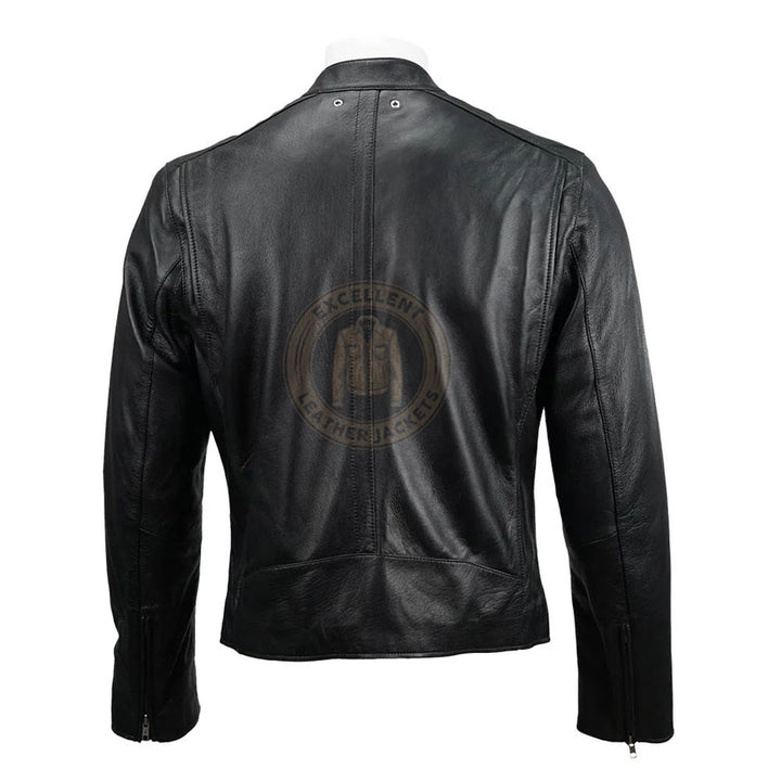 Carson Zip Up Black Leather Jacket For Men