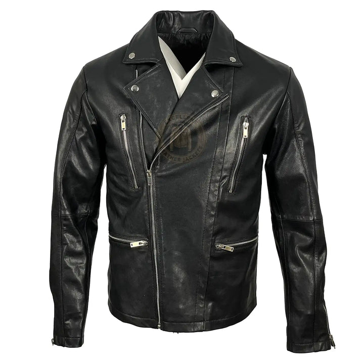 Men's Moto Black Leather Jacket