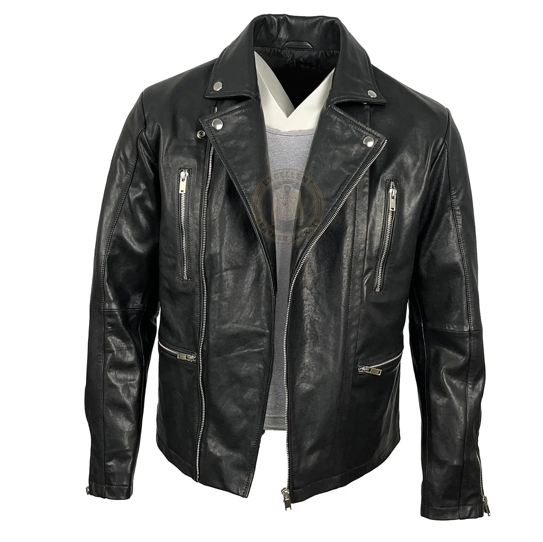 Men's Moto Black Leather Jacket