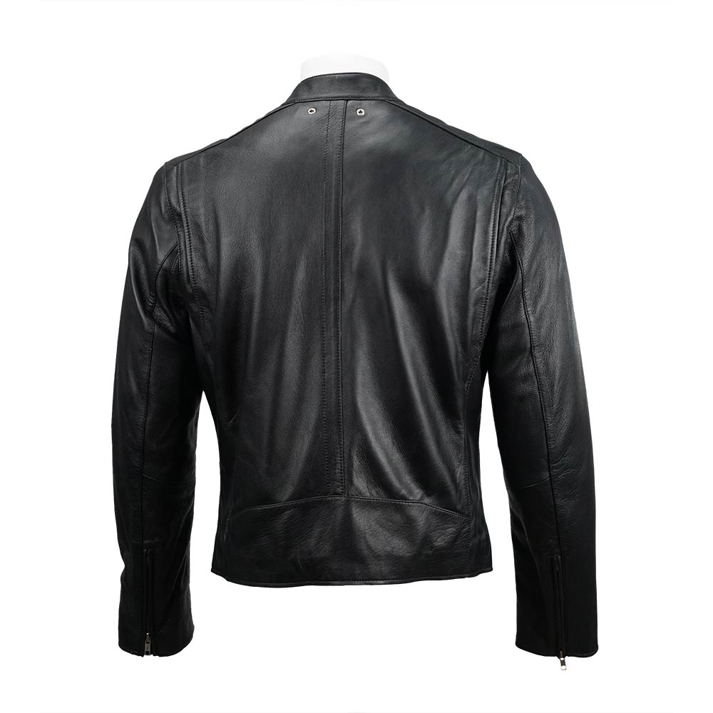 Carson Zip Up Black Leather Jacket For Men