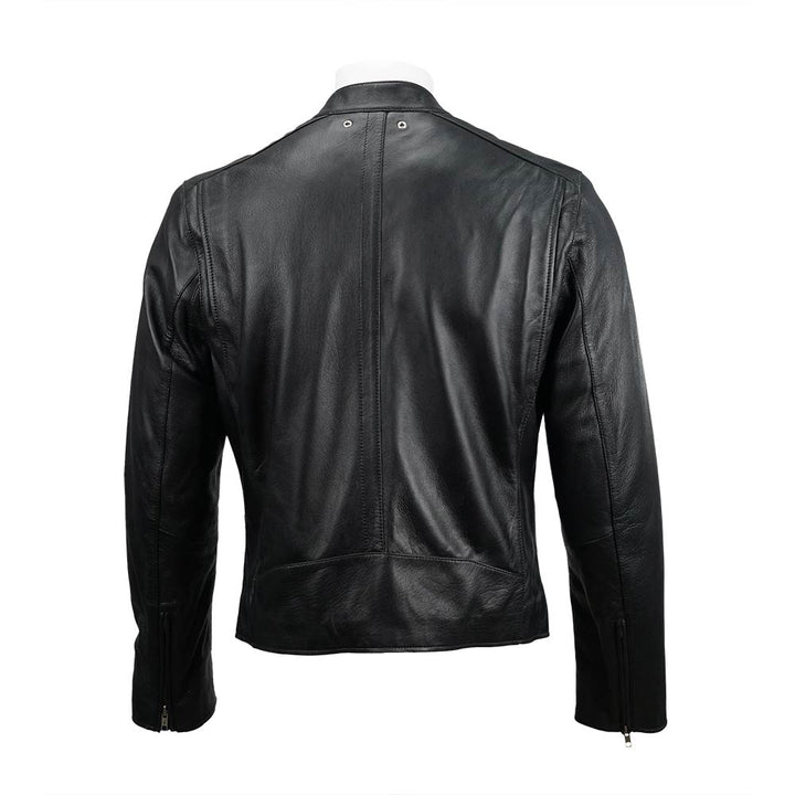 Carson Zip Up Black Leather Jacket For Men