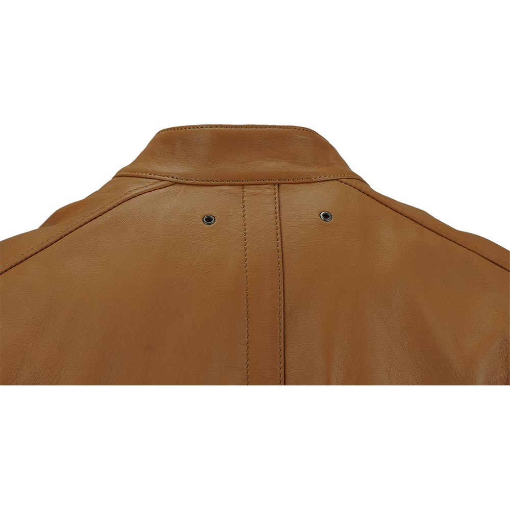 Carson Zip Up Tan Leather Jacket For Men