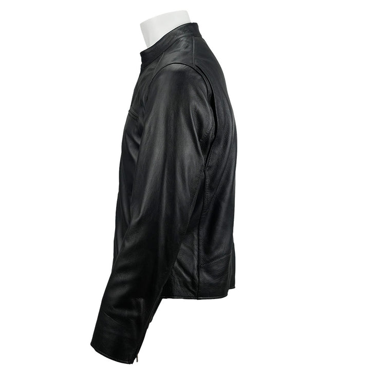 Carson Zip Up Black Leather Jacket For Men