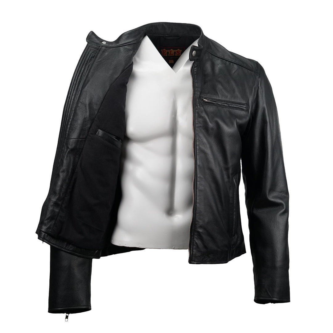 Carson Zip Up Black Leather Jacket For Men