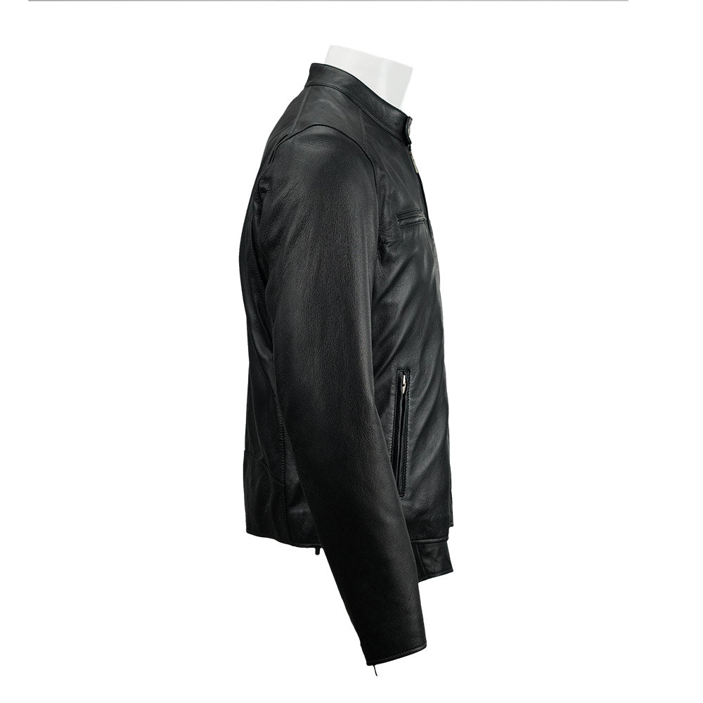 Carson Zip Up Black Leather Jacket For Men