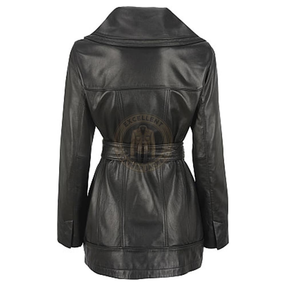 Klassische Lederjacke für Damen mit Gürtel