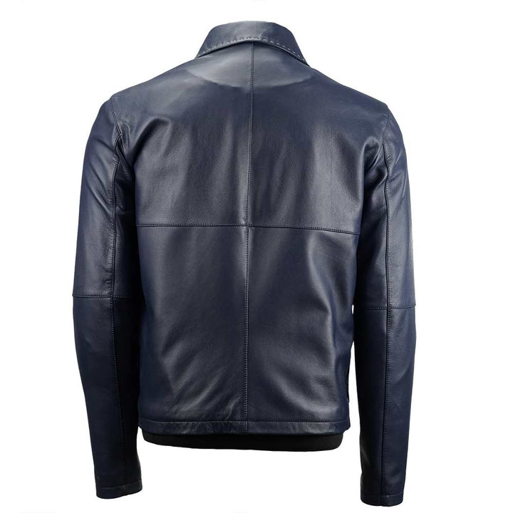 Stylish Men Blue Lambskin Leather Blazer