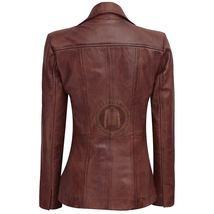 Brown Leather Blazer Women