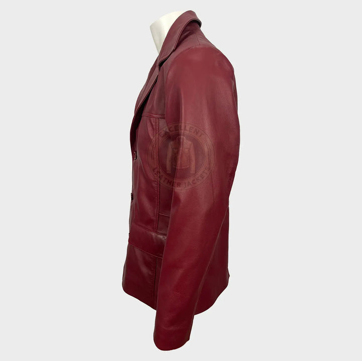 Klassischer roter Lederblazer für Herren 