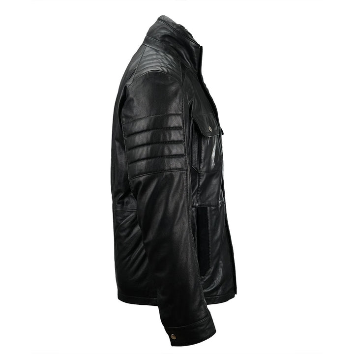 Men's Clearance Black Biker Bomber Leather Jacket