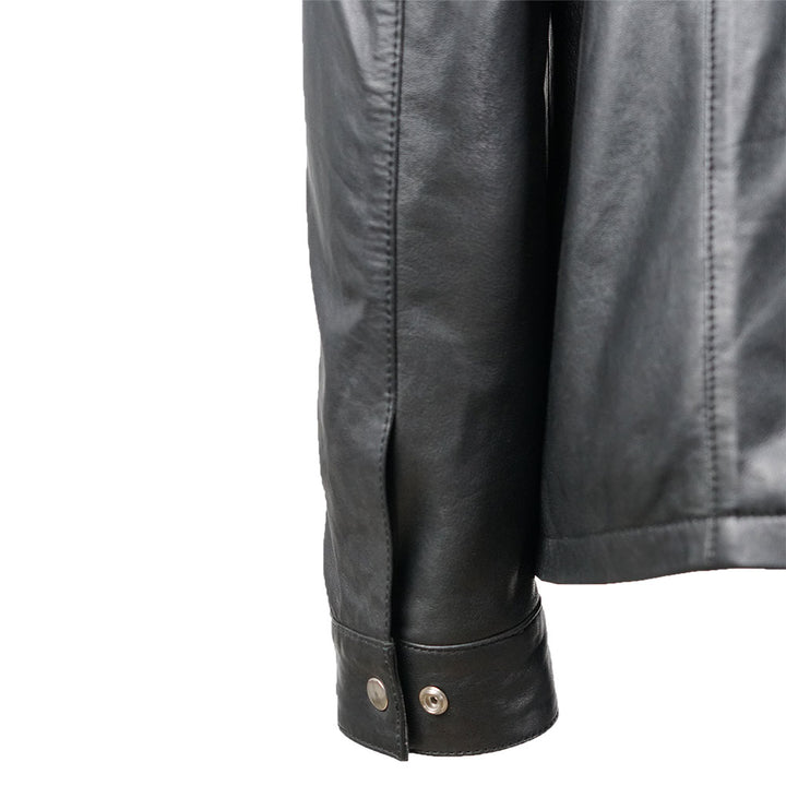 Men's Clearance Black Biker Bomber Leather Jacket