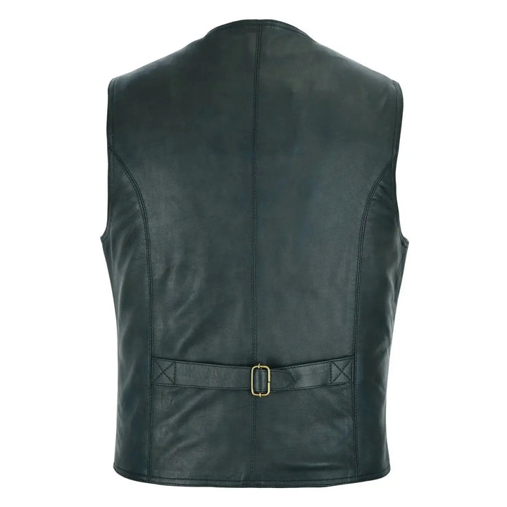 Men Black Leather Vest