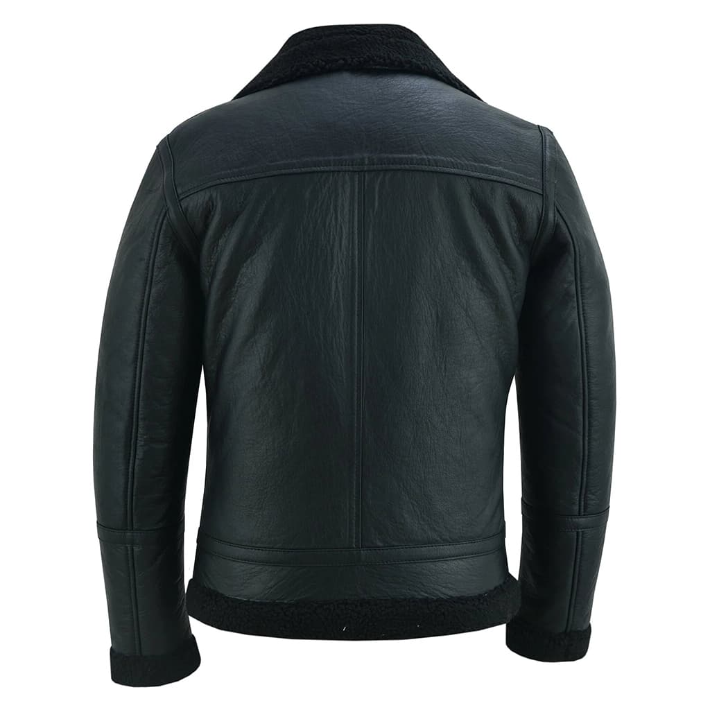 Men's Aviator Black Bomber Fur Jacket