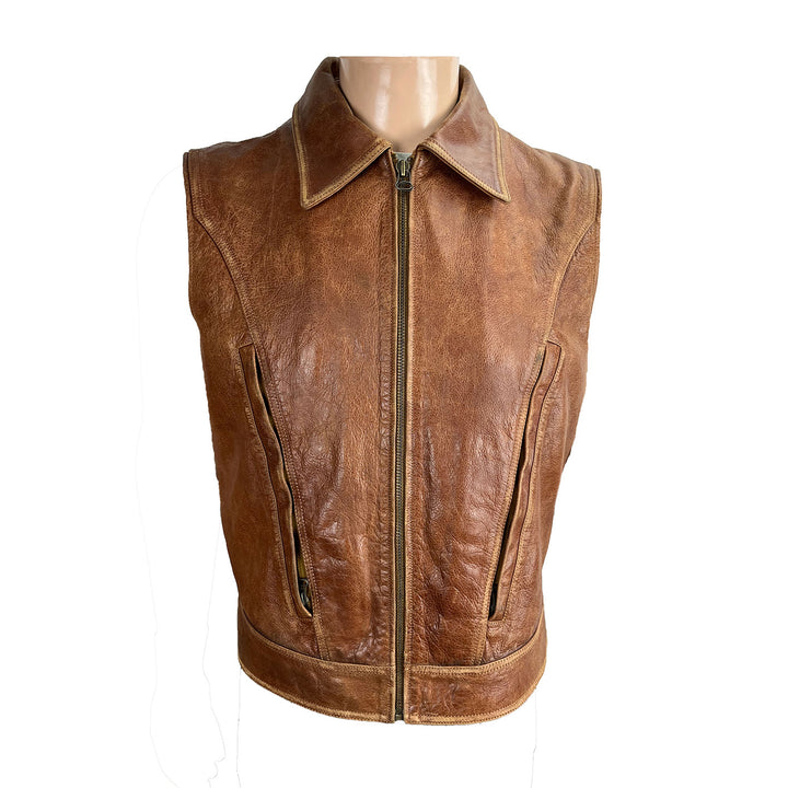 Men's Brown Leather Vest