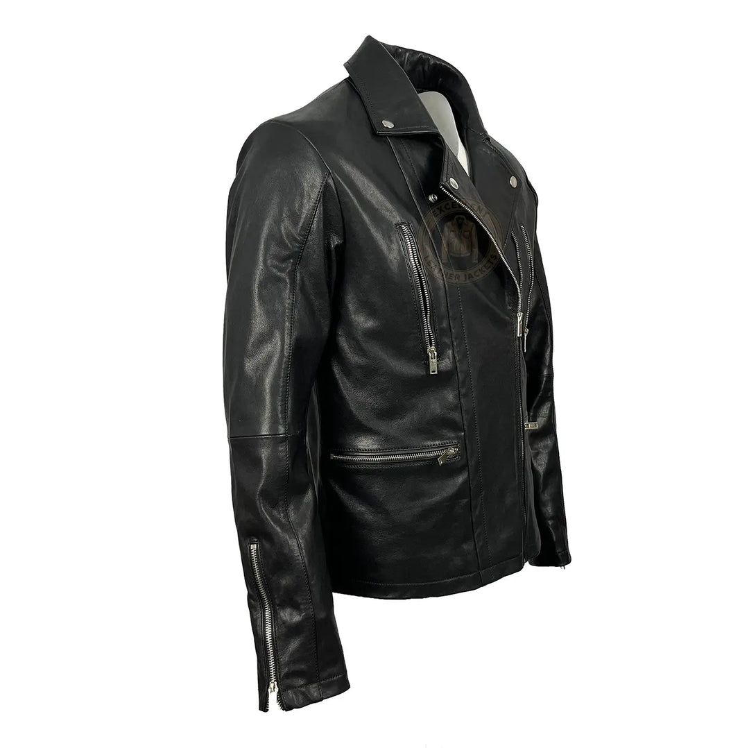 Men's Moto Black Leather Jacket