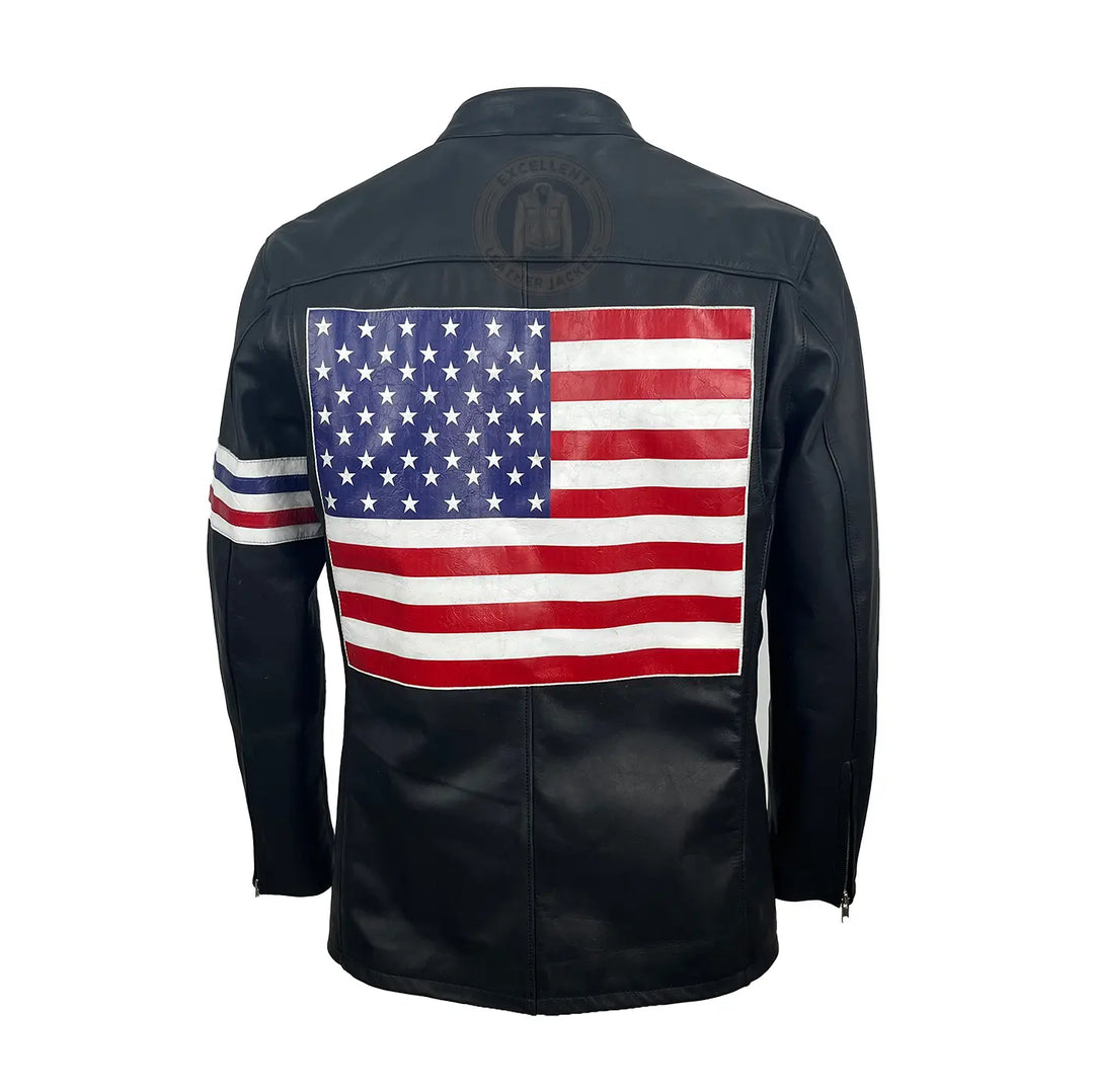 American Flag Leather Motorcycle Jacket