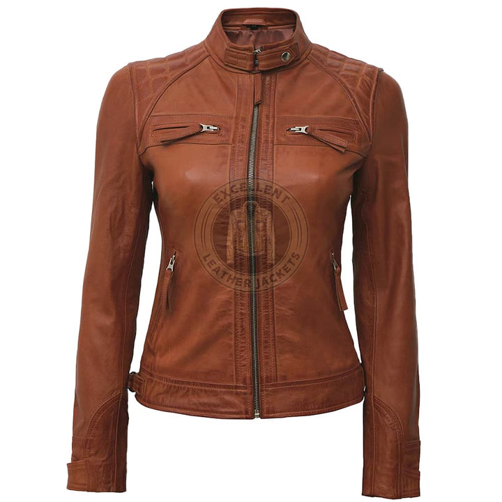 women-brown-leather-jacket