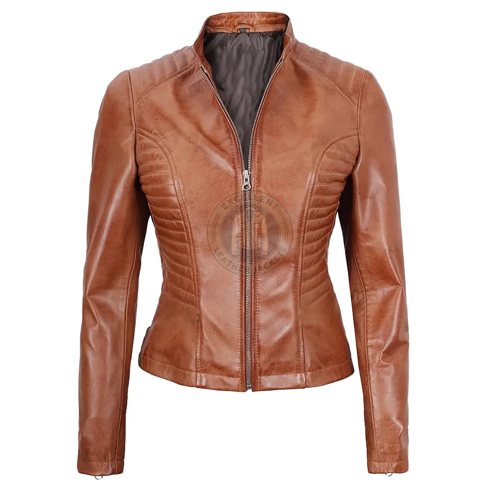 women-vintage-tan-leather-jacket